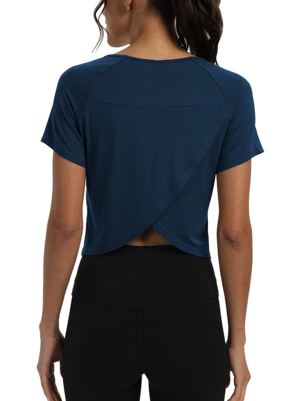 Cropped Split Back Workout Tops for Women | Loose Fit Athletic Gym Shirts